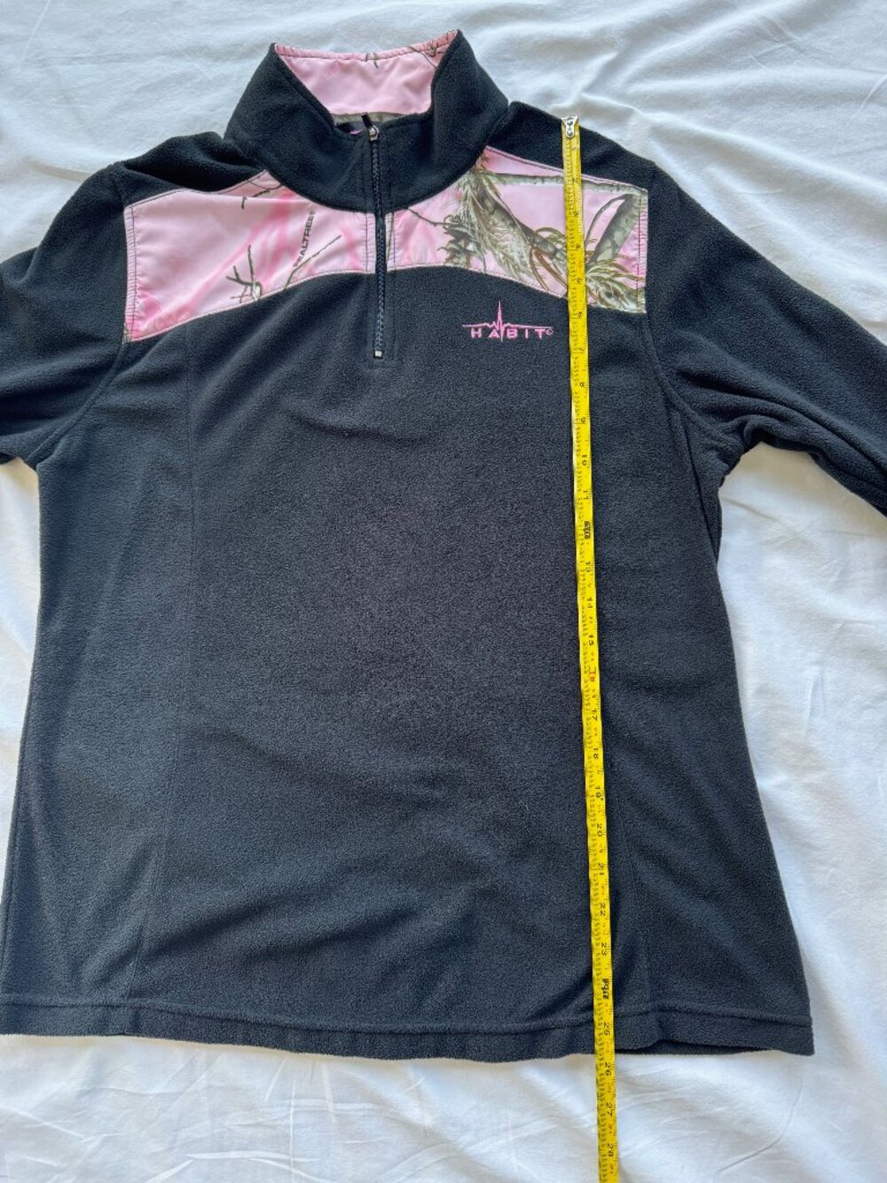 Habit Women’s S Realtree Pink Camo Fleece 1/4 Zip Pullover Black Hunting